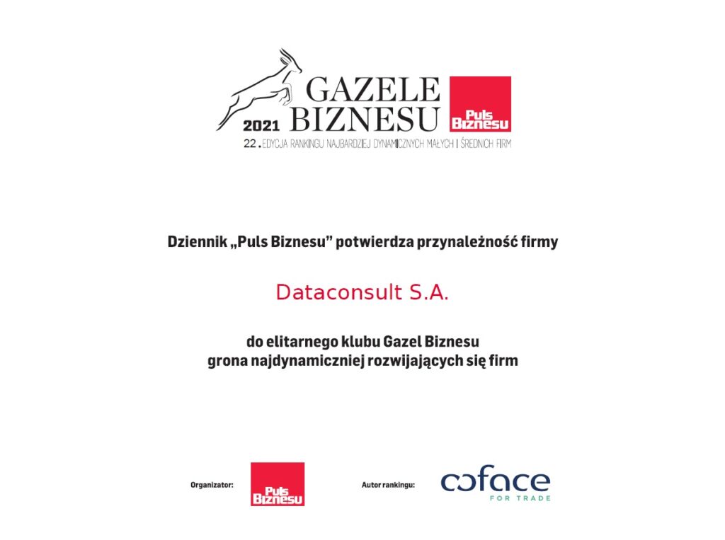 DataConsult S.A. w gronie Gazeli Biznesu 2021
